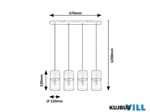 RÁBALUX 3156 Zelkova,belt.függ.E27 4xMAX40W,s.alu,D12
