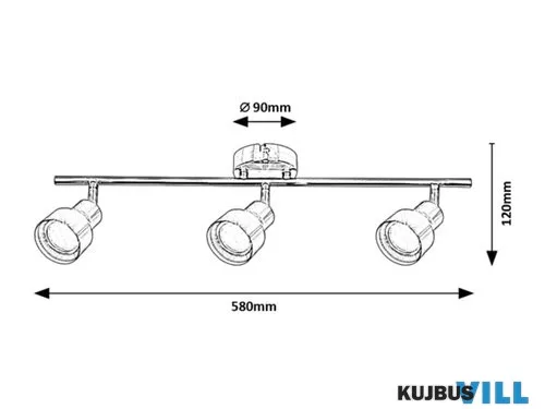 RÁBALUX 3185 Blake,bel.spot,GU10 3xMAX50W,sz.króm