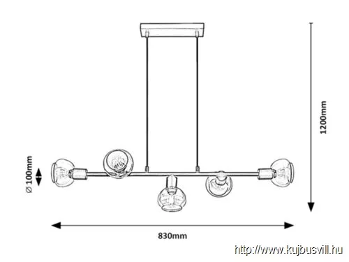 RÁBALUX 3297 Sullivan,bel.üveg.függ,E14,5x40W,fekete