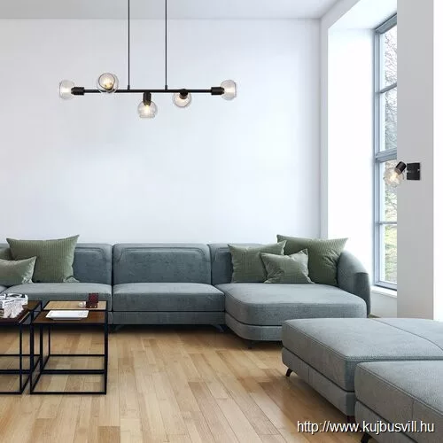 RÁBALUX 3297 Sullivan,bel.üveg.függ,E14,5x40W,fekete