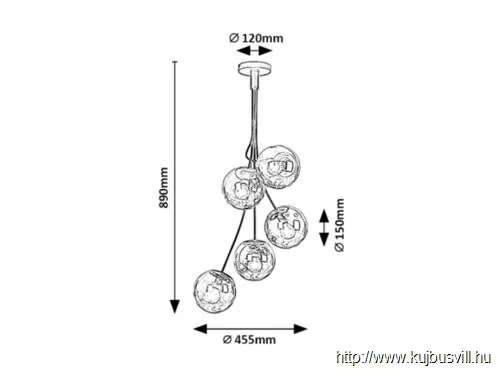 RÁBALUX 3508 Glory,belt,függ.E14 5xMAX40W,D15,fekete