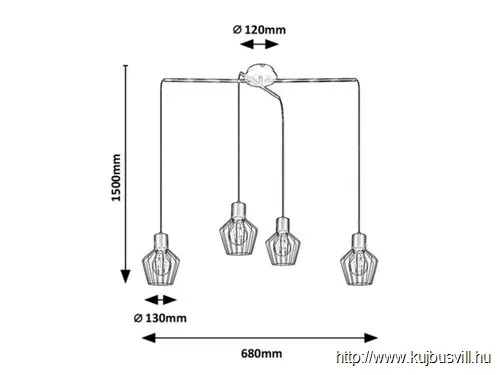 RÁBALUX 3540 Belano,bel.Függ.E27 4x MAX 40W,fekete