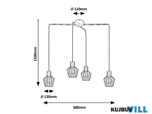 RÁBALUX 3540 Belano,bel.Függ.E27 4x MAX 40W,fekete