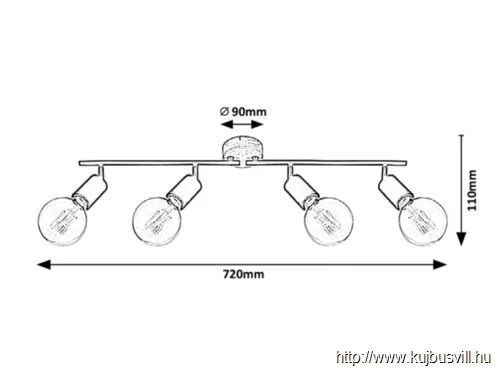 RÁBALUX 3979 Pablo,bel.Spot,4xE27,fém-fa,m.fekete