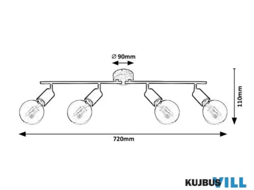 RÁBALUX 3979 Pablo,bel.Spot,4xE27,fém-fa,m.fekete