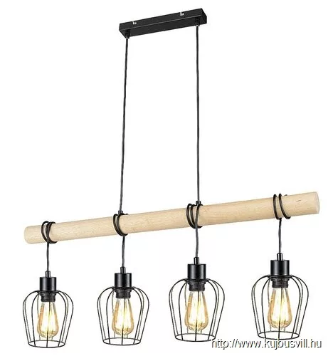 RÁBALUX 5247 Fabian,bel.függ.fém-fa,4xE27,m.fekete