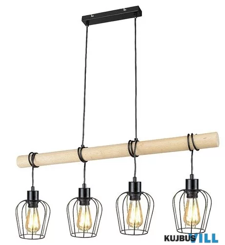 RÁBALUX 5247 Fabian,bel.függ.fém-fa,4xE27,m.fekete