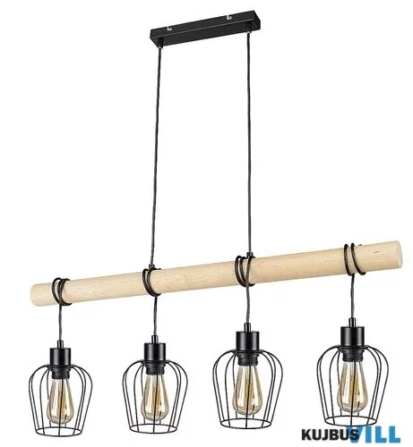 RÁBALUX 5247 Fabian,bel.függ.fém-fa,4xE27,m.fekete