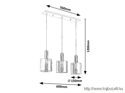 RÁBALUX 5250 Donati,bel.Függ.E27 3x MAX 60W,króm