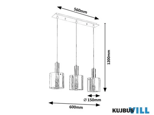 RÁBALUX 5250 Donati,bel.Függ.E27 3x MAX 60W,króm