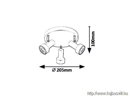 RÁBALUX 5324 Konrad spot, GU10 3X MAX 50W, fekete