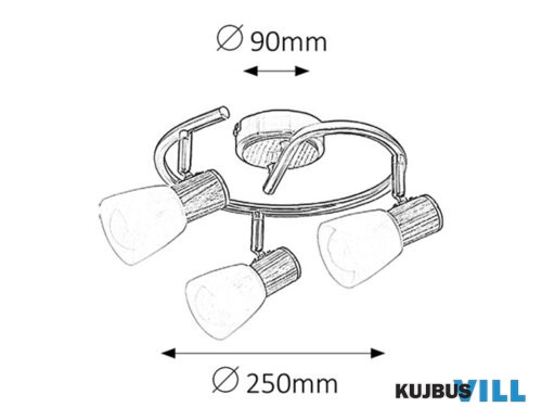 RÁBALUX 6488 Gavin 3-es spot E14 3x40W sz.króm bükkfa