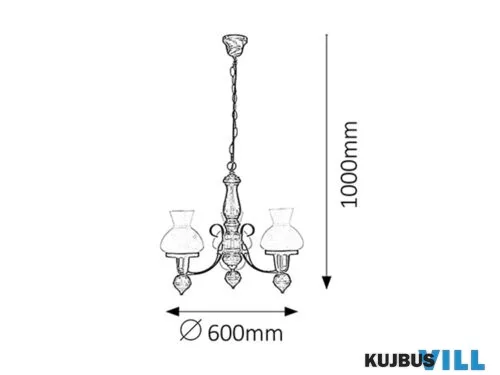 RÁBALUX 7078 Petronel 3ágú csillár E27, 3x60W fekete