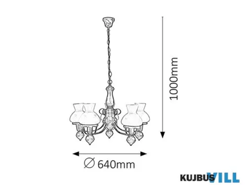 RÁBALUX 7079 Petronel 5ágú csillár E27, 5x60W, fekete