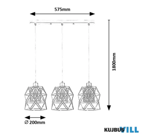 RÁBALUX 72113 Emrys,belt.függ. E27 3xMAX40W, L57,5cm