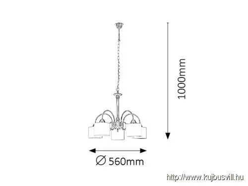RÁBALUX 7276 Edith klasszik függ, 5x60W,a.sárgaréz