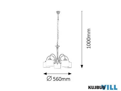 RÁBALUX 7276 Edith klasszik függ, 5x60W,a.sárgaréz