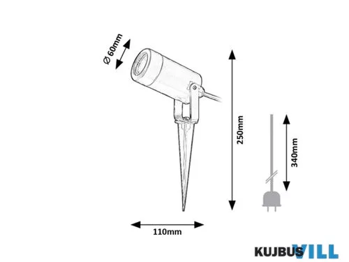 RÁBALUX 7814 Krobia,kül.spot,GU10 MAX 4W,fekete,IP65