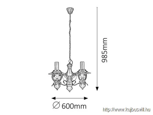 RÁBALUX 7860 Enna 3 ágú függ. E14 3x40W fekete-réz