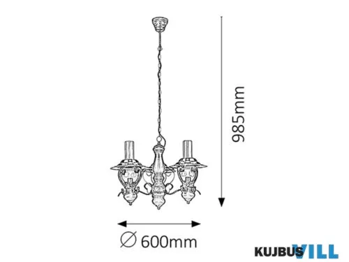 RÁBALUX 7860 Enna 3 ágú függ. E14 3x40W fekete-réz