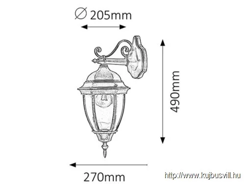 RÁBALUX 8381 Toronto kült fali leE27 60W a. ar IP44