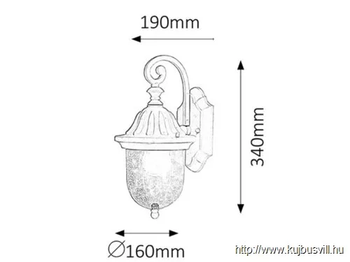 RÁBALUX 8387 Sydney kült fali le E27 60W fekete IP44