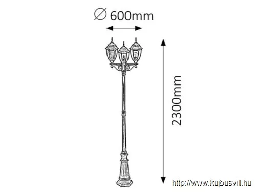KIFUTÓ RÁBALUX 8460 Toronto kült álló E27 3x60W antik a.IP44
