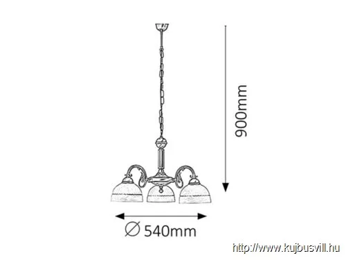 RÁBALUX 8813 Flossi 3ágú csillár E27 3x40W  bronz