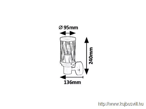 RÁBALUX 8888 Budapest, kültéri fali lámpa E27 1X40W