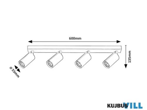 RÁBALUX 2086 Solo,belt.spot menny,GU10 4xMAX25W,fek.