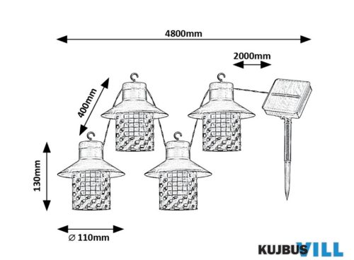 RÁBALUX 77003 Ximpu,kül.szolár, LED0,1W, L310cm
