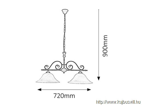 RÁBALUX 7777 Dorothea 2 ágú függ. E27 2x60W m. fekete