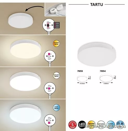 RÁBALUX 7893 Tartu,kült.m.lámpa,LED 18W,fehér,kerek