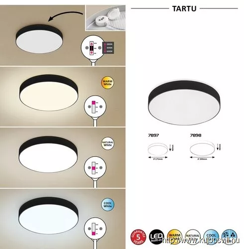 RÁBALUX 7897 Tartu,kült.m.lámpa,LED 18W,fekete,kerek