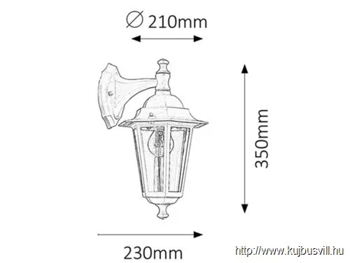 RÁBALUX 8201 Velence,fali,E27 60W,H35cm,fehér,le,IP43