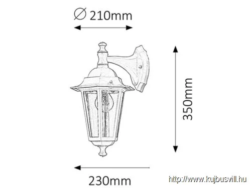 RÁBALUX 8202 Velence,fali,E27 60W,H35cm,feket.le,IP43