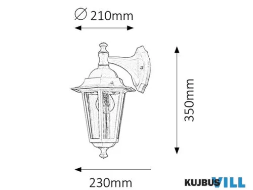 RÁBALUX 8202 Velence,fali,E27 60W,H35cm,feket.le,IP43