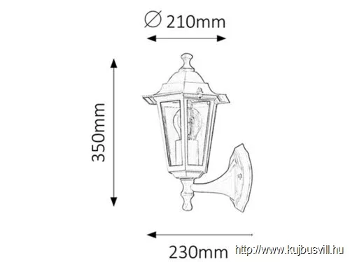 RÁBALUX 8203 Velence,fali,E27 60W,H35cm,fehé.fel,IP43