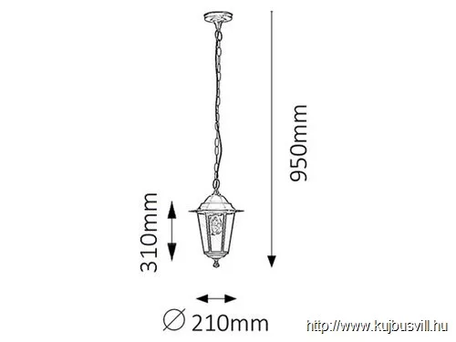 KIFUTÓ RÁBALUX 8208 Velence,függ.E27 60W,H95cm,fekete,IP43