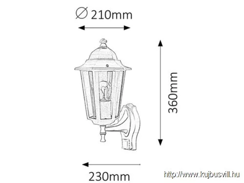 RÁBALUX 8217 Velence,fali,E27 60W,H36,feket.IP43,mozg