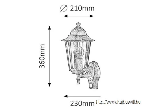 RÁBALUX 8218 Velence,fali,E27 60W,H36,ant.a.IP43,mozg