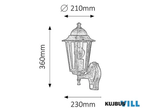 RÁBALUX 8218 Velence,fali,E27 60W,H36,ant.a.IP43,mozg