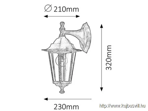 RÁBALUX 8232 Velence,fali,E27 60W,H32cm,ant.a.le,IP43
