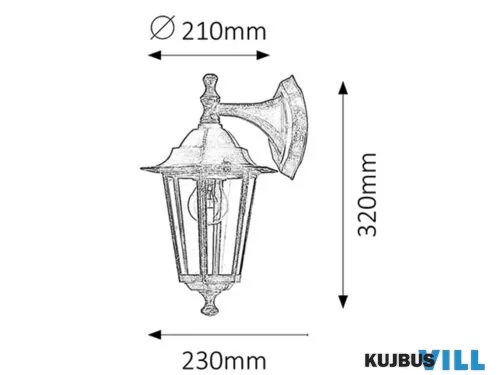 RÁBALUX 8232 Velence,fali,E27 60W,H32cm,ant.a.le,IP43