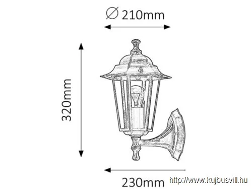 RÁBALUX 8234 Velence,fali,E27 60W,H32cm,a.ar.fel,IP43