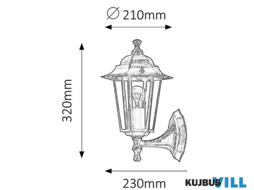 RÁBALUX 8234 Velence,fali,E27 60W,H32cm,a.ar.fel,IP43