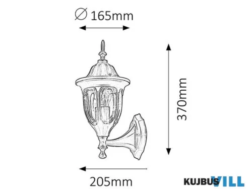KIFUTÓ RÁBALUX 8342 Milano kült fali fel E27 60W fekete IP43