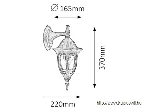 RÁBALUX 8371 Milano kült fali le E27 60W a.arany IP43