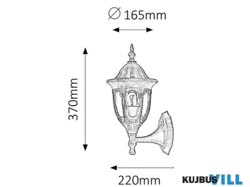 RÁBALUX 8372 Milano kült fali fel E27 60W a.aranyIP43