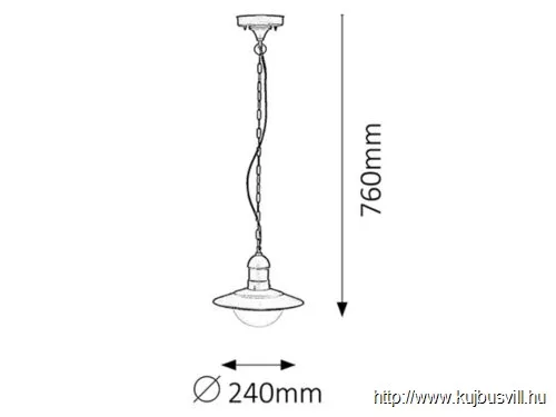 RÁBALUX 8717 Oslo,függ.E27 60W,H76cm,fekete,IP44